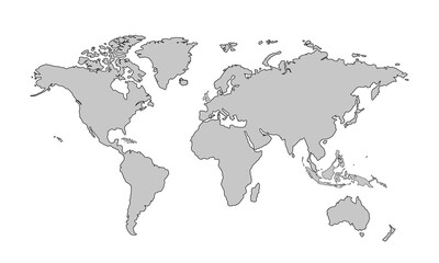 Flat vector world map with clear country.