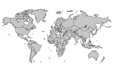 Flat vector world map with clear country.