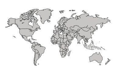 Flat vector world map with clear country.