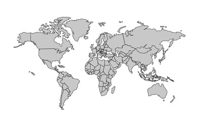 Flat vector world map with clear country.