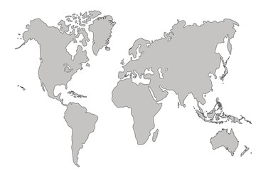 Flat vector world map with clear country.