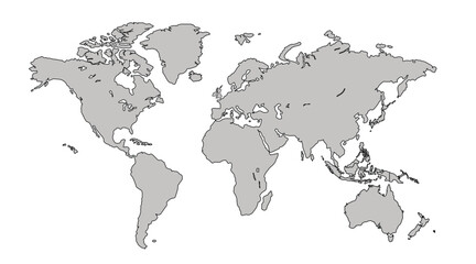 Flat vector world map with clear country.