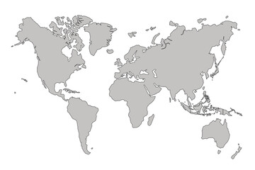 Flat vector world map with clear country.