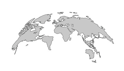 Vector illustration of a world map, 3d perspective.