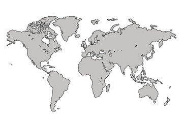 Flat vector world map with clear country.