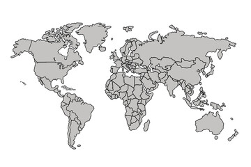 Flat vector world map with clear country.