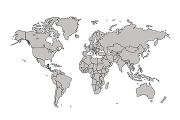 Flat vector world map with clear country.
