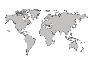Flat vector world map with clear country.