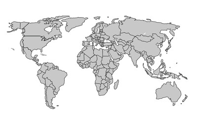 Flat vector world map with clear country.