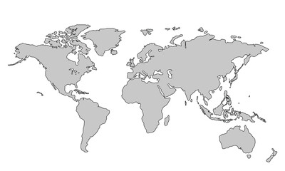 Flat vector world map with clear country.