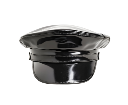 police officer's cap with glossy black finish and shiny visor isolated background formal uniform accessory
