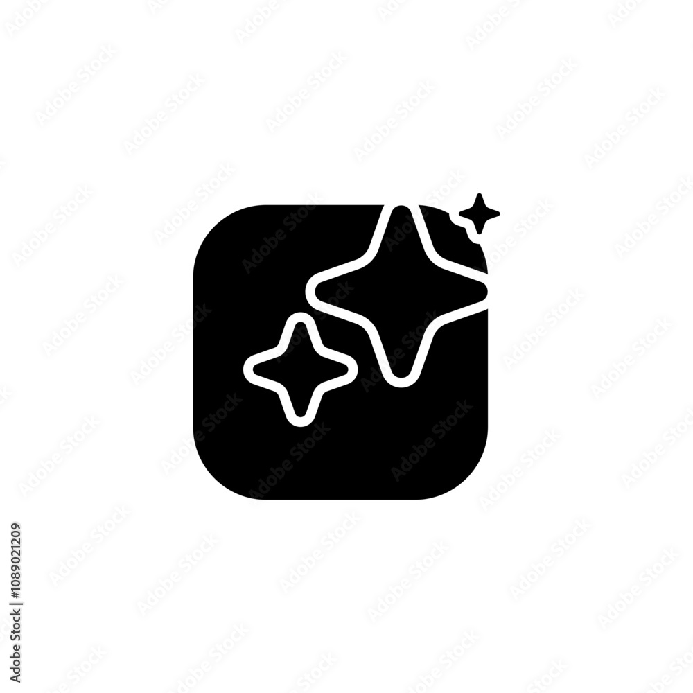 Poster ai generated icon. simple solid style. ai star and square, artificial intelligence, computer help as