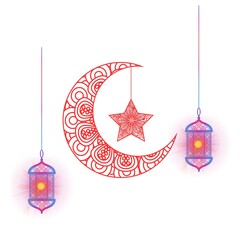 Crescent Moon and Lantern Artworks Elegant Ramadan and Eid Celebration Designs