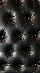 Fototapeta premium Black Leather Tufted Upholstery Texture Background