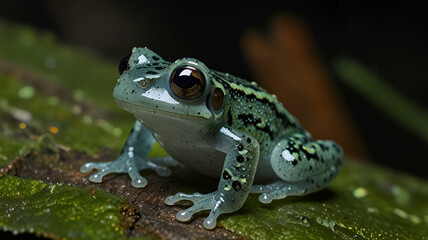 Obraz premium Fleischmann glass frog Fleischmann's Glass Frog perched on a tropical leaf, its translucent skin allowing a glimpse into its inner world, beautifully captured by the high-definition camera.