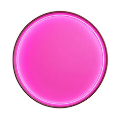 Vibrant pink circular neon light with a glowing effect on a dark background., isolated on a transparent background.