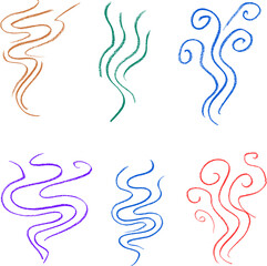 Smoke Crayon Chalk Drawing Vector Set
