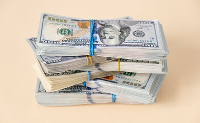 American dollar banknotes stack, old banknotes vs new, pack of money, rich, luxury, currency,...