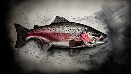 A Pencil Drawing of Rainbow Trout