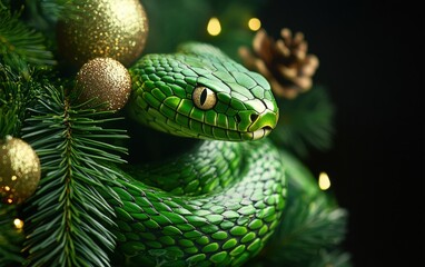 green snake christmas background