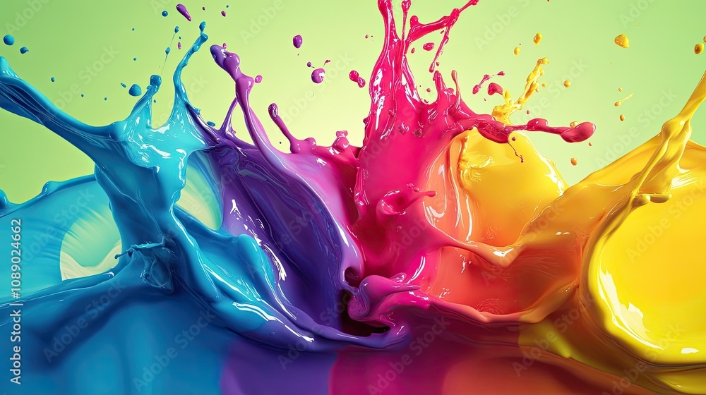 Poster vibrant colors exploding in a dynamic splash