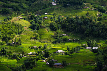 Scenic view of the hills in Sapa, Vietnam