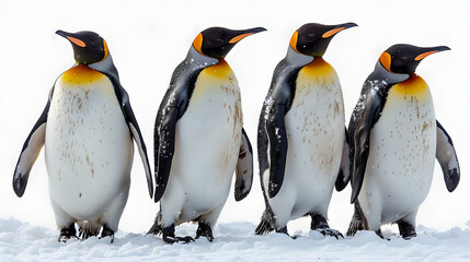 Fototapeta premium penguins on the snow with a white accent, png