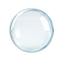 A clear, transparent soap bubble floating against a simple background., isolated on a transparent background.