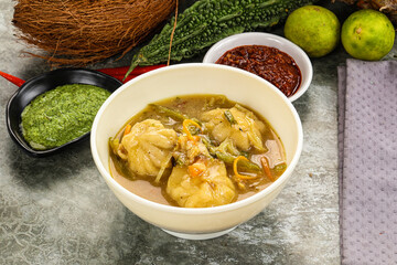 Chinese wonton soup with dumplings