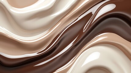 Abstract fluid shapes flowing across the background, bold and saturated colors moving from Sand to Taupe, 3D effect