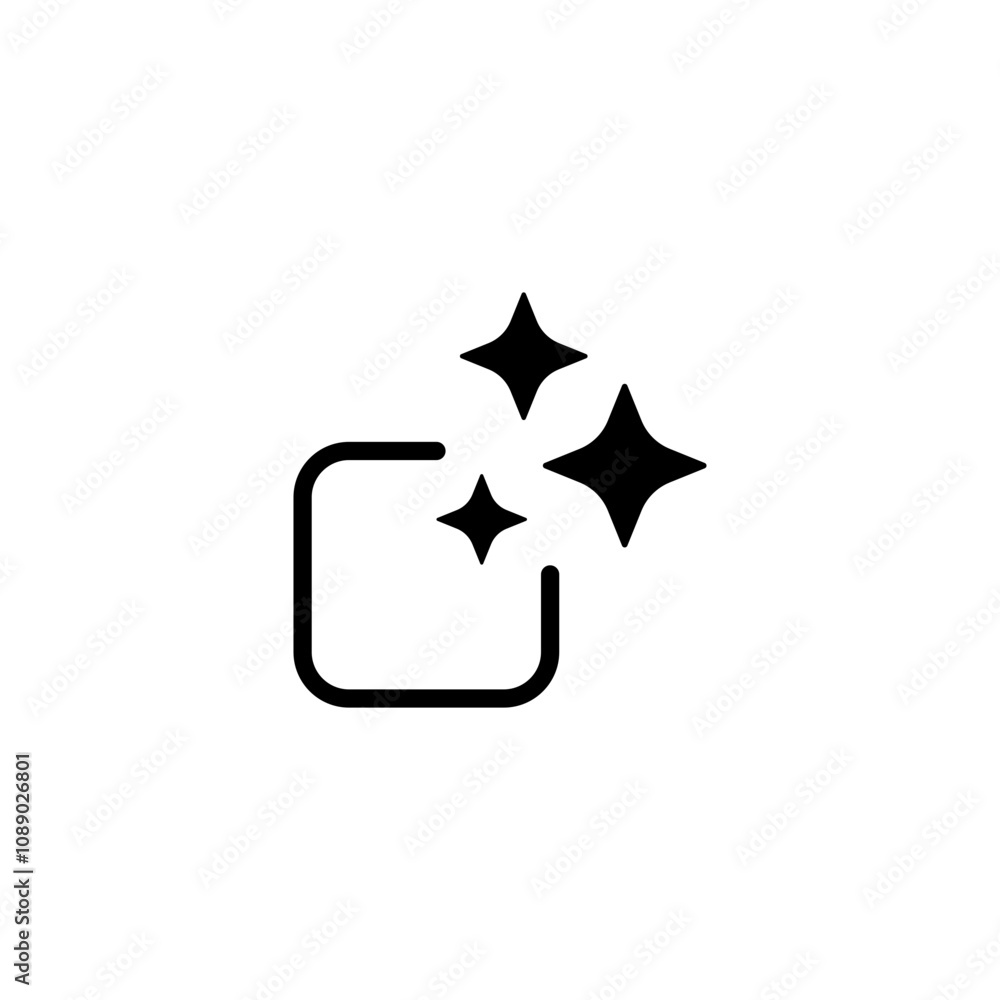 Poster ai generated icon. simple outline style. ai star and square, artificial intelligence, computer help 