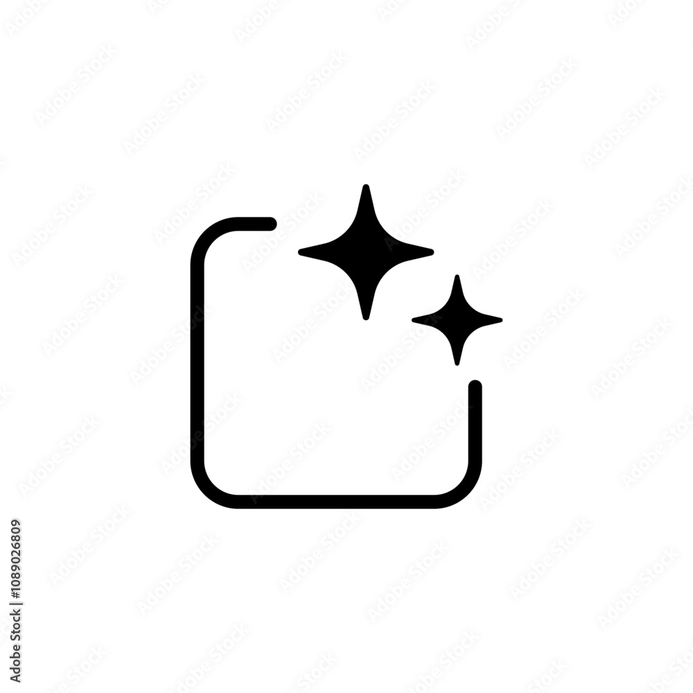 Poster ai generated icon. simple outline style. ai star and square, artificial intelligence, computer help 
