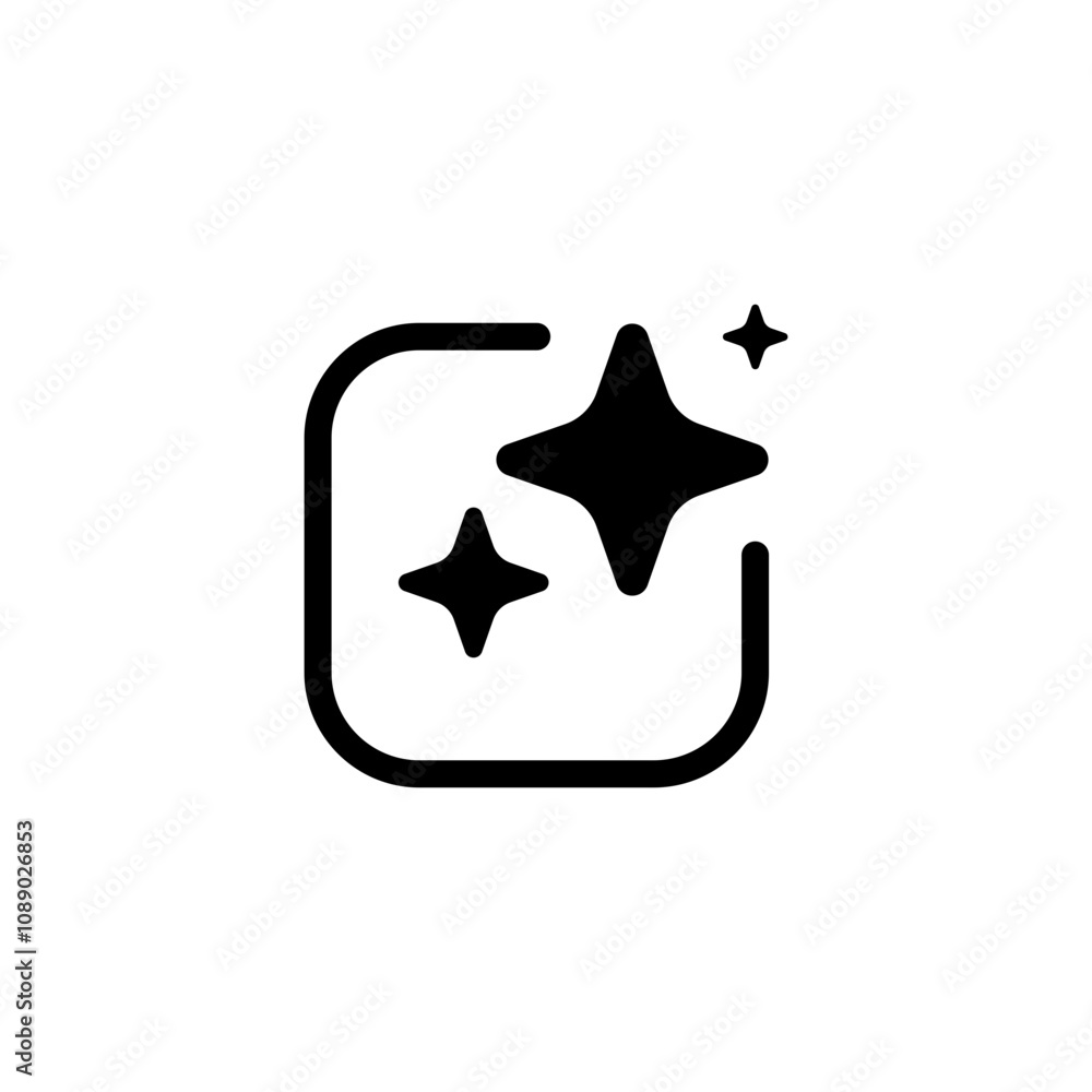 Poster ai generated icon. simple outline style. ai star and square, artificial intelligence, computer help 