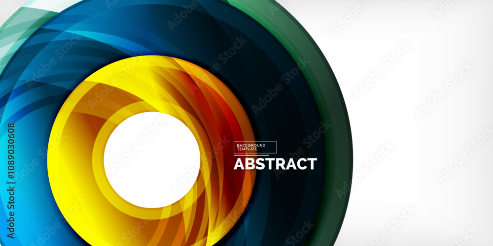 Poster bright colorful circles with light effects. abstract background