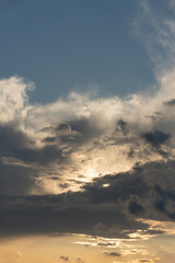 Beautiful sky with cloud sunset background. High quality photo