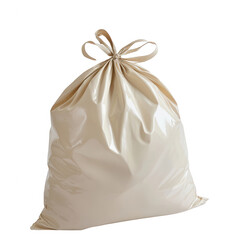 Obraz premium A tied plastic garbage bag symbolizing waste management and environmental concerns., isolated on a transparent background.