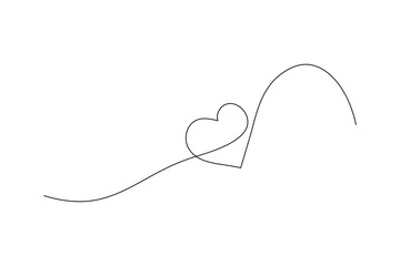 Love shape continuous single line art and isolated outline vector illustration
