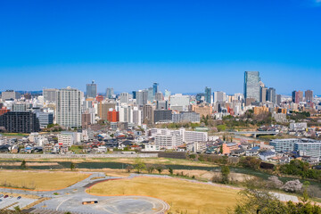 宮城県仙台市 仙台城跡から眺める仙台市の街並み