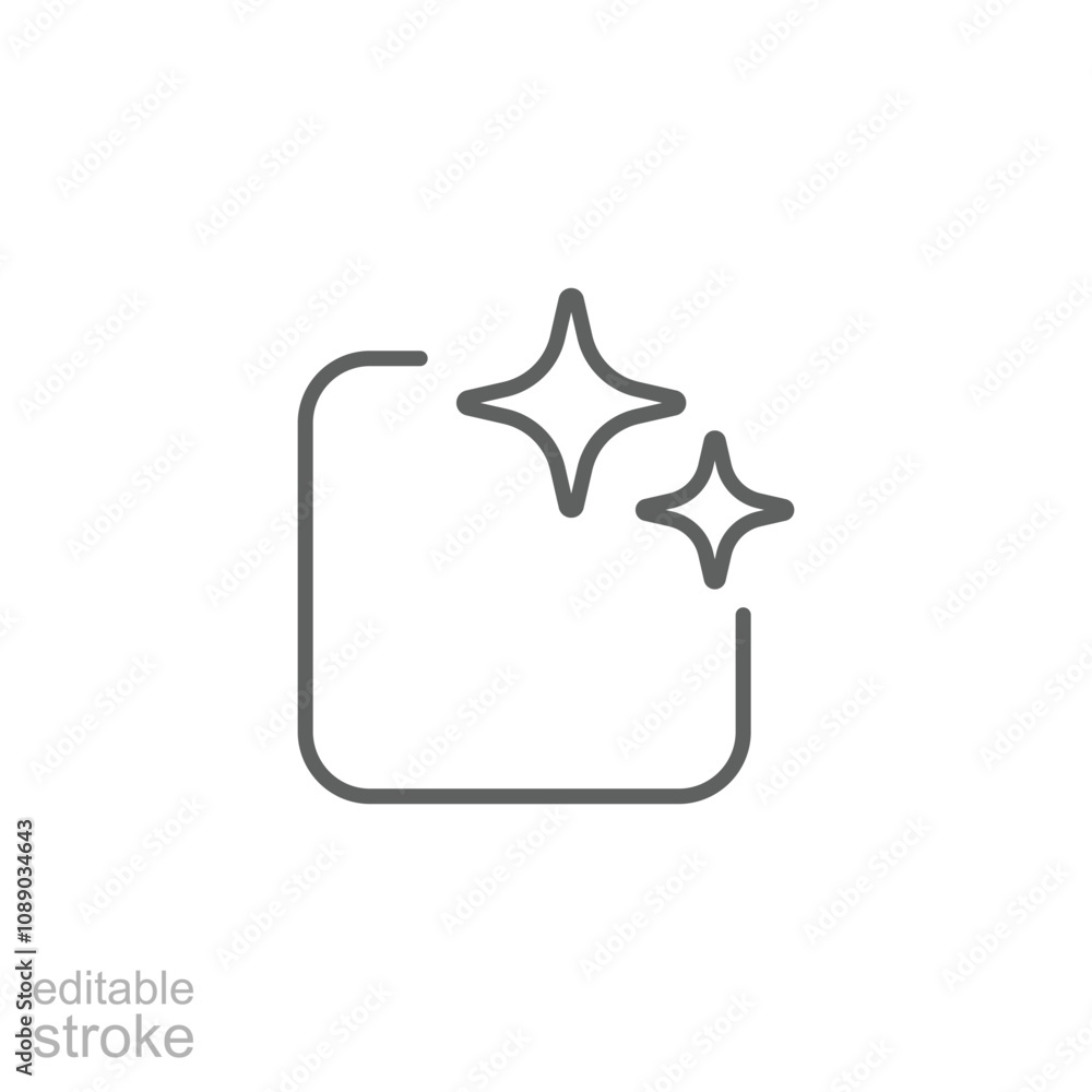 Poster ai generated icon. simple outline style. ai star and square, artificial intelligence, computer help 
