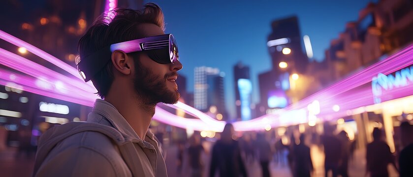 A hightech VR dance competition with light trails synchronizing to music