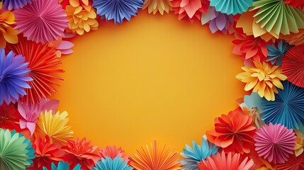 Obraz premium Colorful Paper Flowers Create a Vibrant Border
