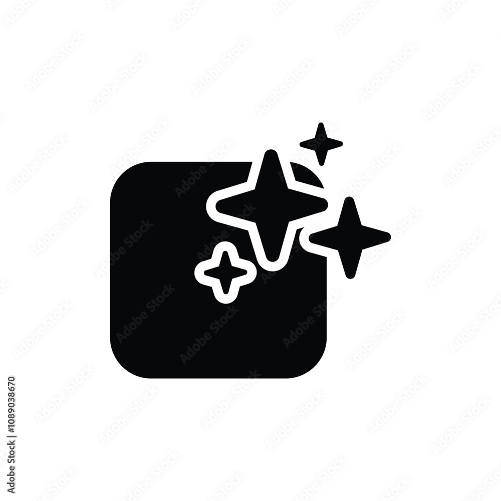 Poster ai generated icon. simple solid style. ai star and square, artificial intelligence, computer help as