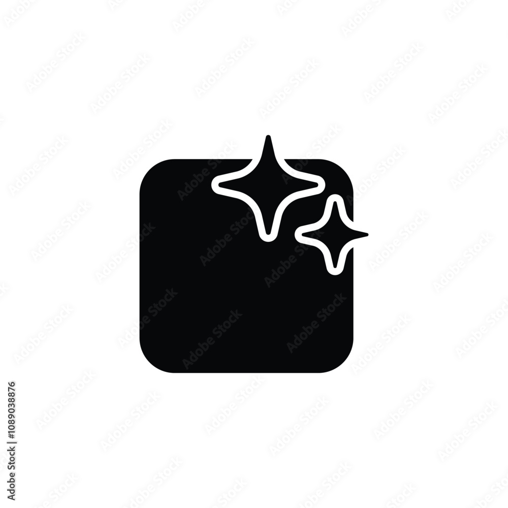 Poster ai generated icon. simple solid style. ai star and square, artificial intelligence, computer help as