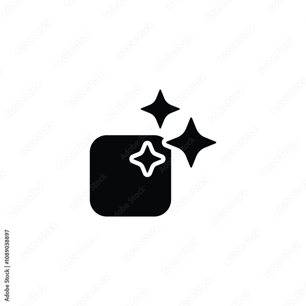 Poster ai generated icon. simple solid style. ai star and square, artificial intelligence, computer help as
