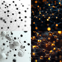 generative illustration. technologies of the future. set of 4 artworks.