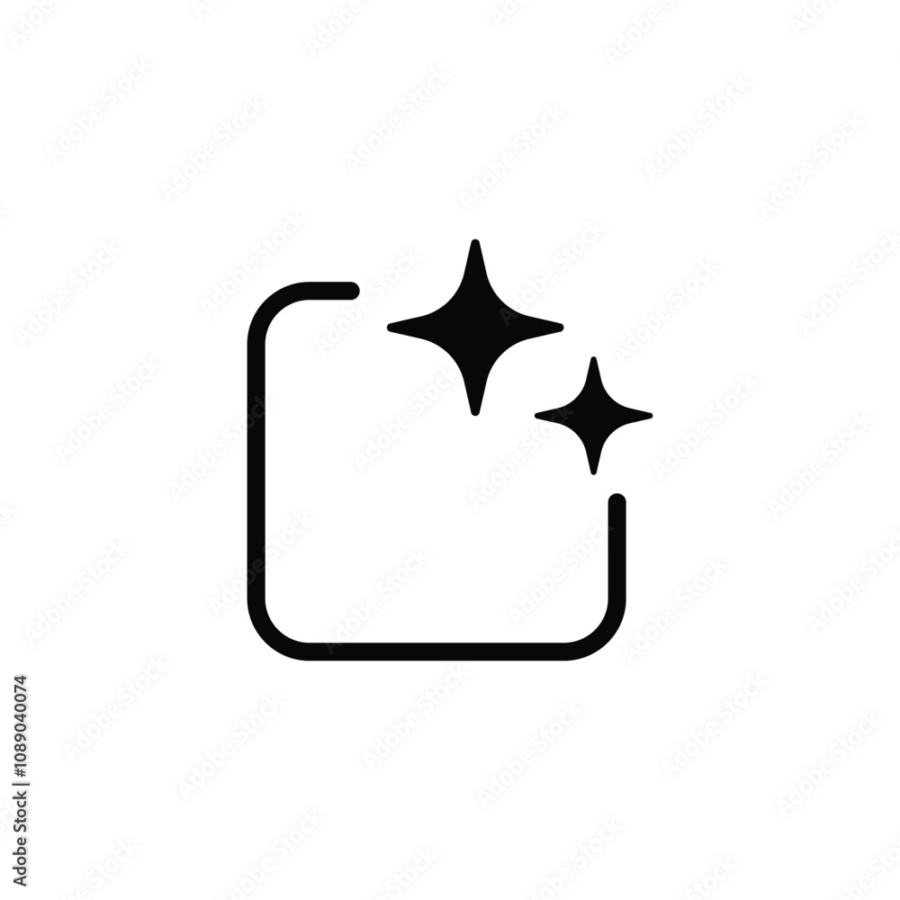 Fototapete Ai generated icon. Simple outline style. AI star and square, artificial intelligence, computer help assistant, technology concept. Thin line symbol. Vector illustration isolated.