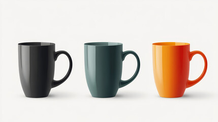 "Stock illustration of a realistic mug mock-up vector template, designed for easy customization of colors and designs. Perfect for creating personalized coffee mug designs, branding, or promotional 