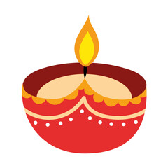 Diwali Candle Decoration Illustration Isolated on White Background
