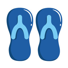 Summer Blue Flip Flops Icon Isolated on White Background