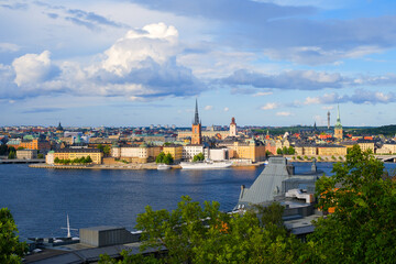 Obraz premium スウェーデン ストックホルムの高台（Skinnarviksberget）からの眺め
